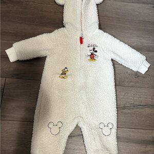 Disney White Fleece Mickey Mouse Kids Footie